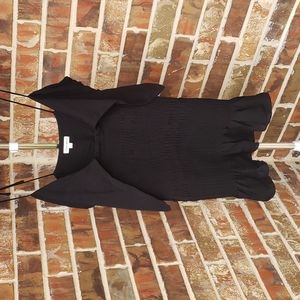 Black fitted dress with bow tie front